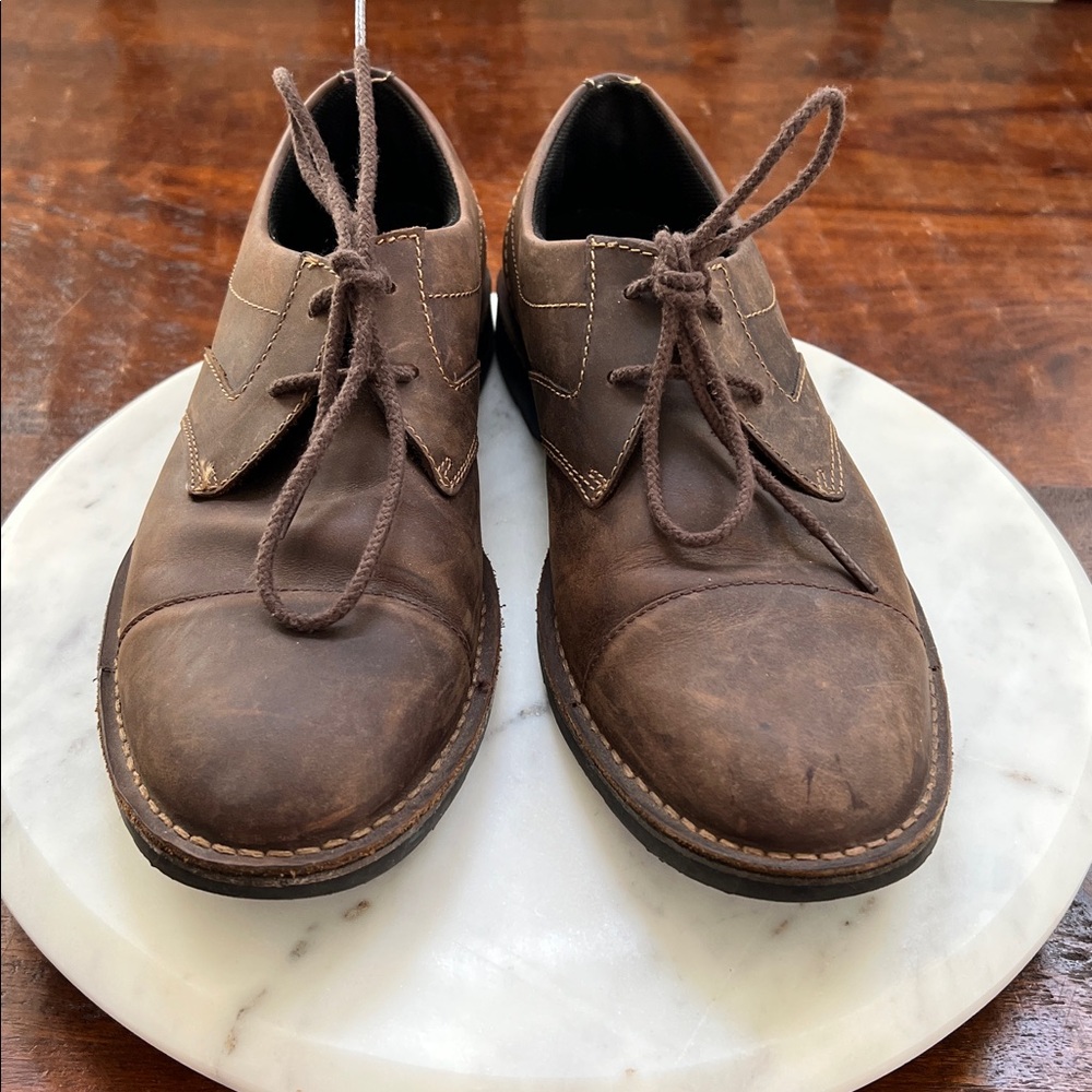 Rockport Urban Edge Captoe Oxford Brown Distressed Leather Shoes Men's Size 10